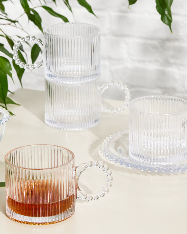 Bella Perle Ribbed Glass Mug