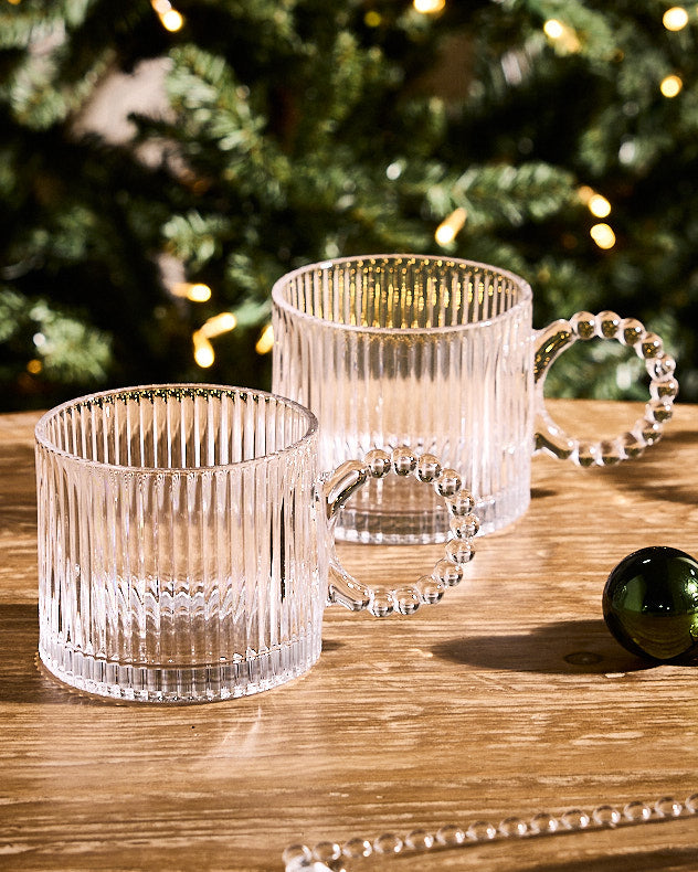 Bella Perle Ribbed Glass Mug