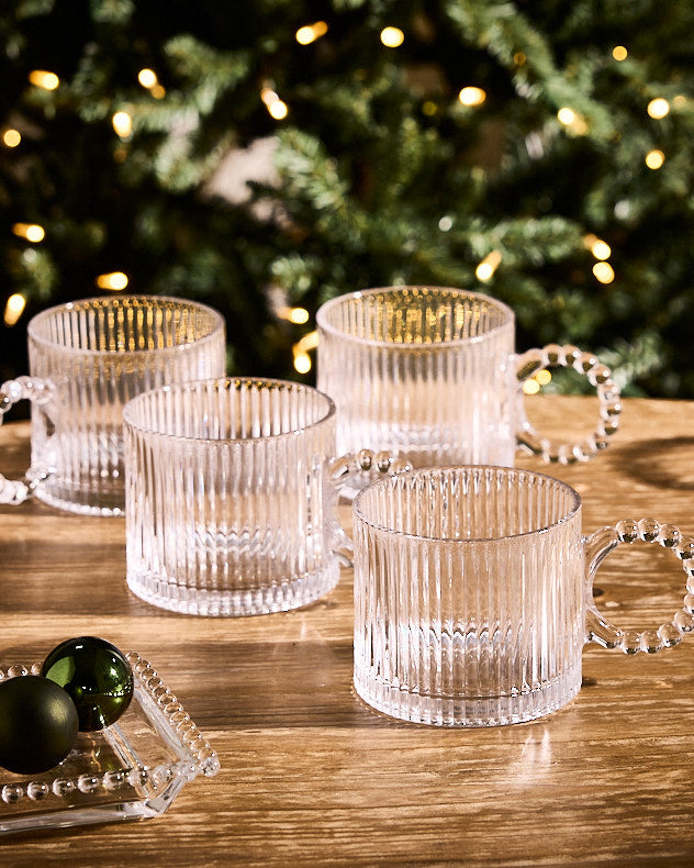 Bella Perle Ribbed Glass Mug