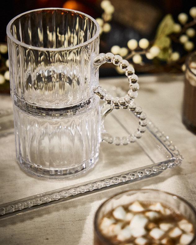 Bella Perle Ribbed Glass Mug