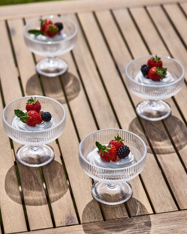 Bowls Set of 8 - Dorata Ribbed Glass Footed Bowl