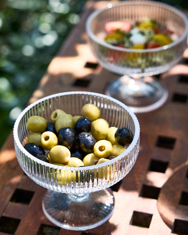 Bowls Set of 4 - Dorata Ribbed Glass Footed Bowl