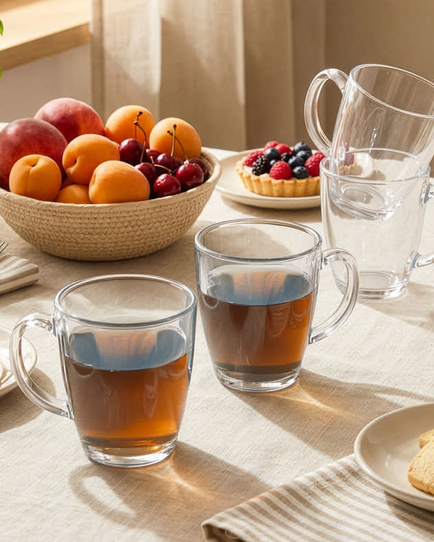 Single Clear Glass Mugs & Coffee Cups - Serra Clear Glass Mug
