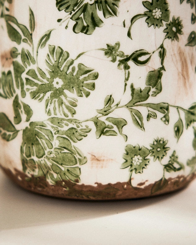 Green Floral Pitcher Jug closeup