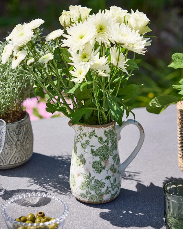 Damas Green Floral Pitcher Jug