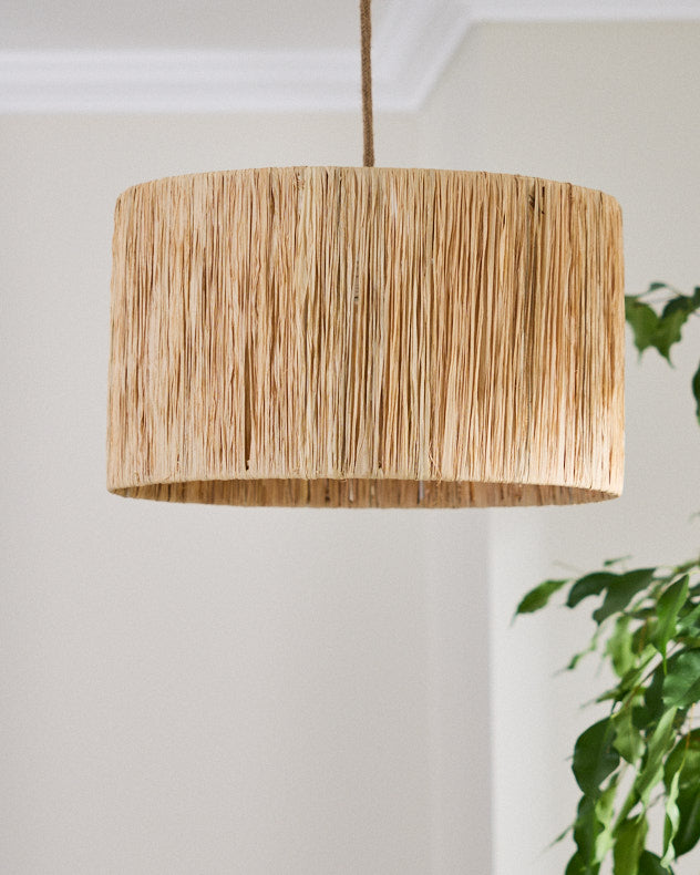 Natural &amp; Brown Raffia Indoor wall lights - Marant Raffia Ceiling Light Fitting