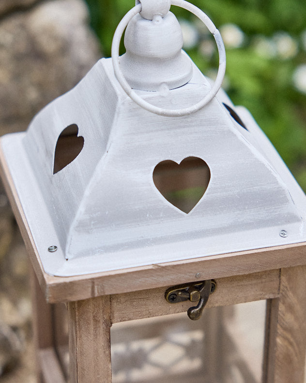 Amor Wood and Metal Heart Lantern