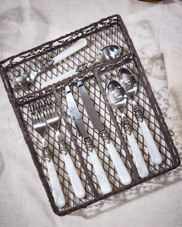 Vintage Brown Wire Cutlery Tray
