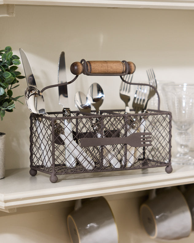 Wire Cutlery Holder with Handle