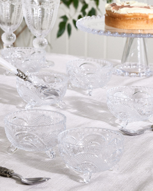 Set of 6 Bourges Glass Footed Serving Bowls