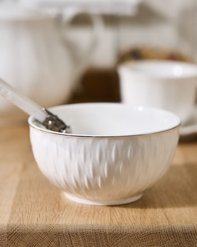 Albi Textured White Ceramic Bowl 350ml