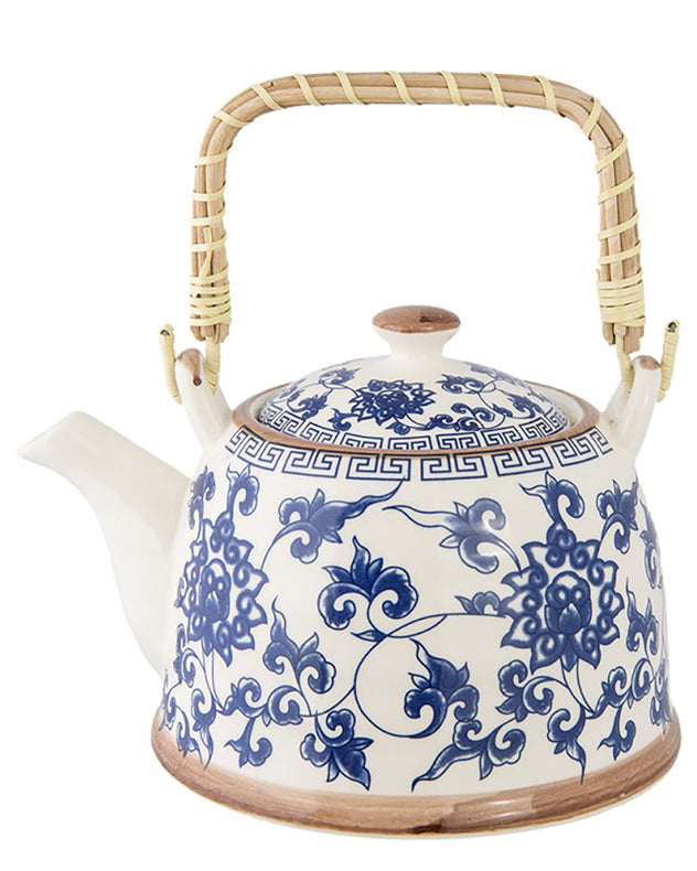 Blue Floral Ceramic Teapot with Infuser