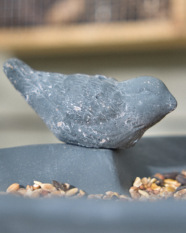 Grey Stone Heart Bird Dish