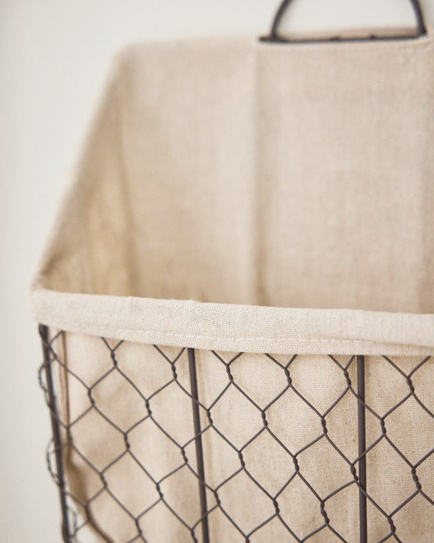 Wire Storage Basket with Fabric Lining