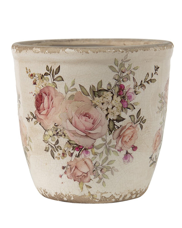 Vintage Floral Patterned Ceramic Planter