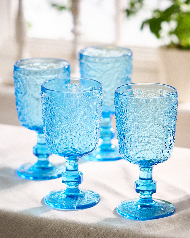 Lugo Paisley Bright Blue Wine Glass