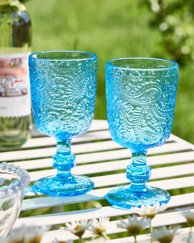 Glassware Sets S/2 Clear Baroque - Cool Blue Glassware Collection