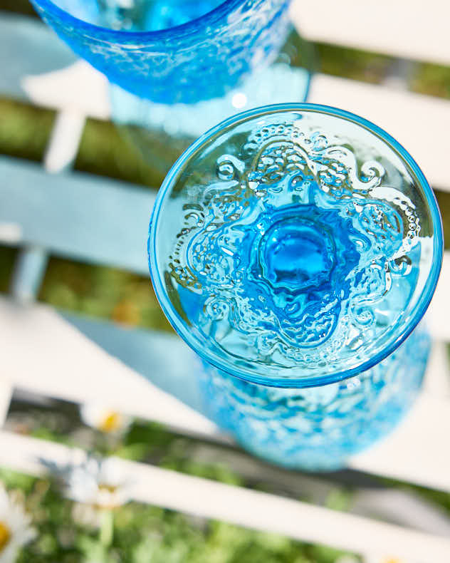 Wine Glasses Set of 4 - Lugo Paisley Bright Blue Wine Glass
