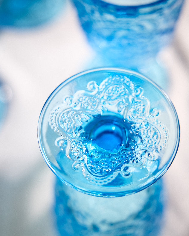 Lugo Paisley Bright Blue Wine Glass