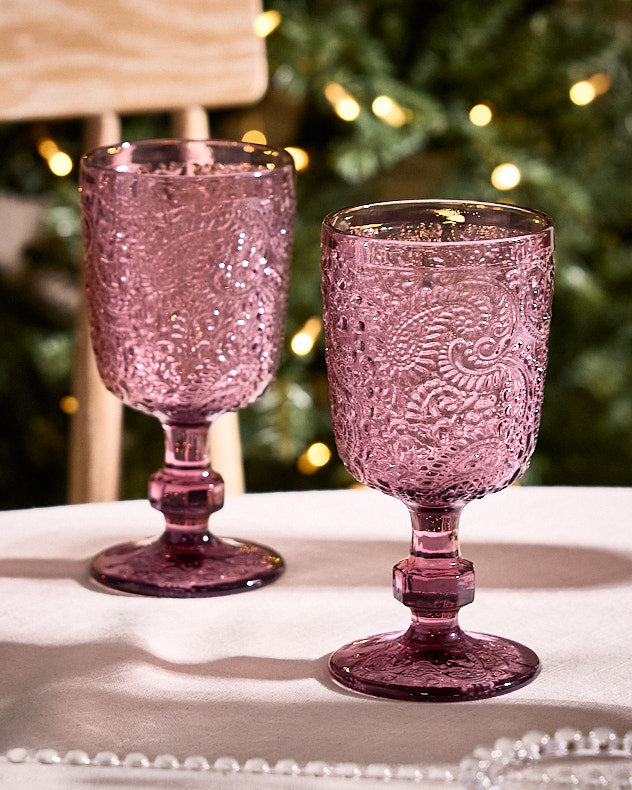 Lugo Paisley Amethyst Wine Glass