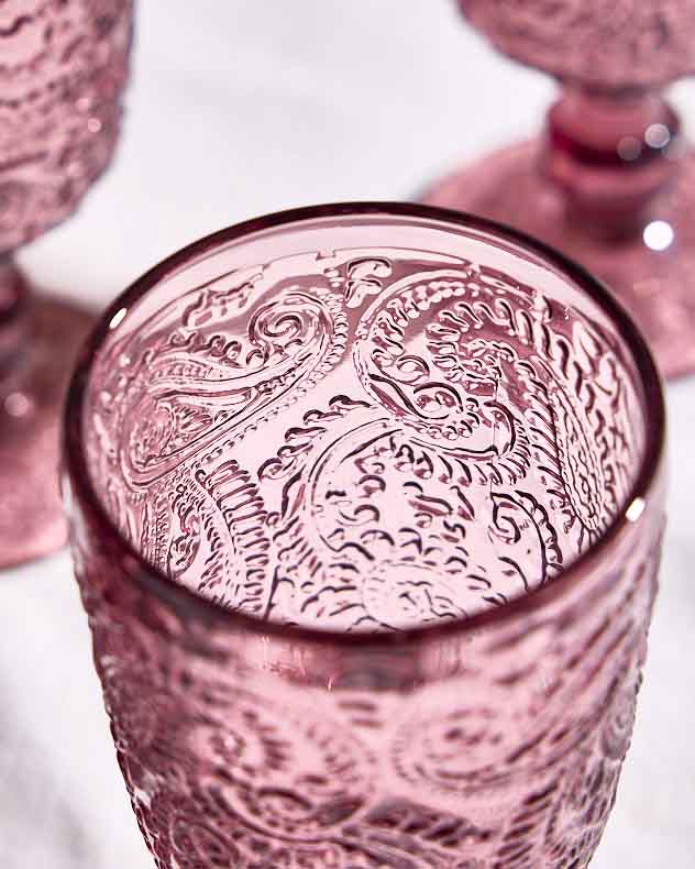 Wine Glasses Set of 8 - Lugo Paisley Amethyst Wine Glass