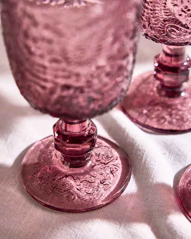 Wine Glasses Set of 6 - Lugo Paisley Amethyst Wine Glass