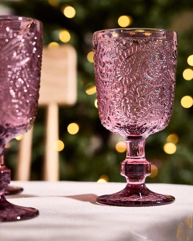 Lugo Paisley Amethyst Wine Glass