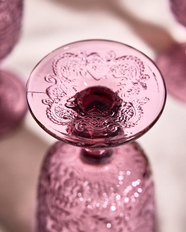 Wine Glasses Set of 2 - Lugo Paisley Amethyst Wine Glass
