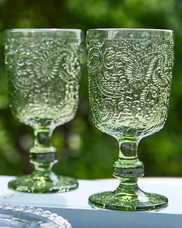 Verre à vin vert Lugo Paisley