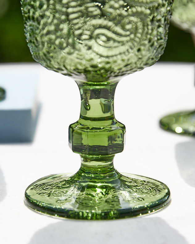 Wine Glasses Set of 2 - Lugo Paisley Green Wine Glass