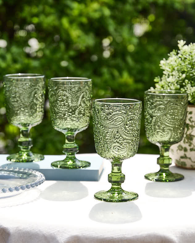 Verre à vin vert Lugo Paisley