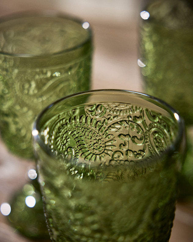 Lugo Paisley Green Wine Glass