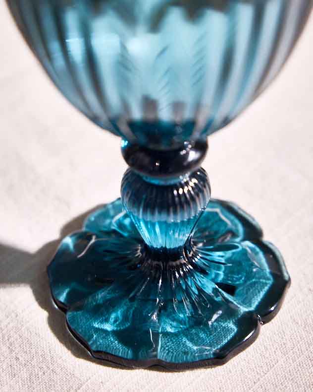 Wine Glasses Set of 6 - Linares Blue Wine Glass