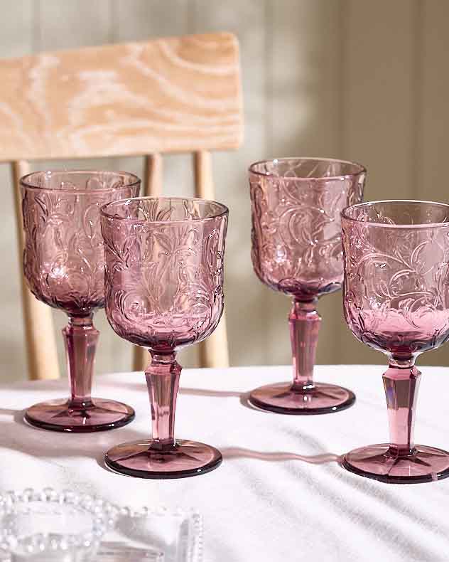 Single Pink Glass Wine Glasses - Lucena Amethyst Wine Glass