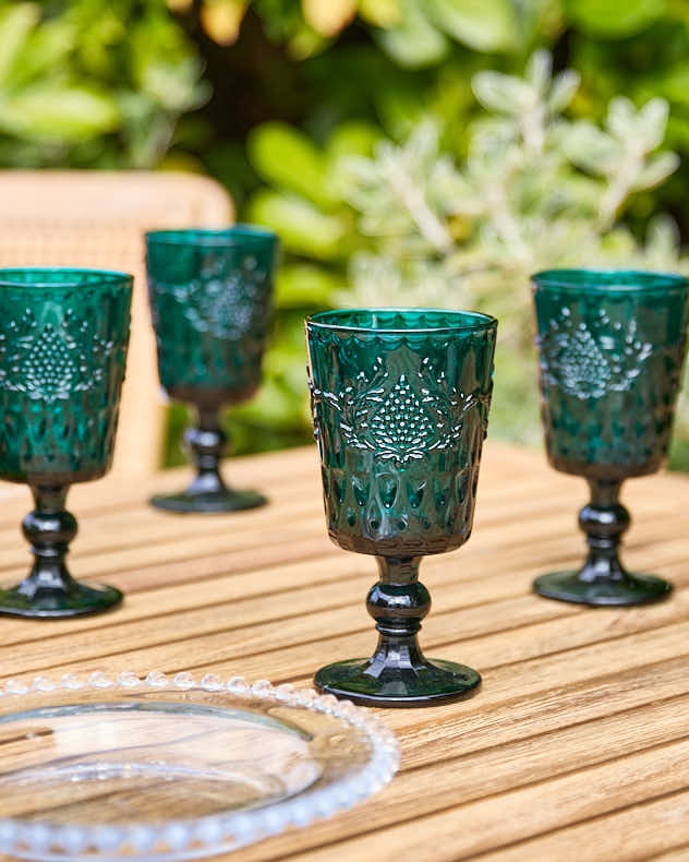 Zafra Teal Wine Glass