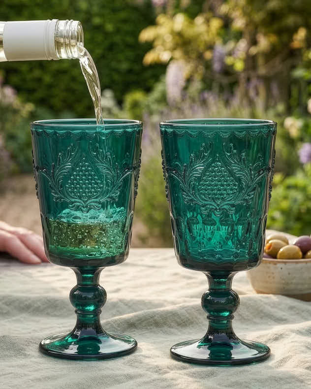 Wine Glasses - Zafra Teal Wine Glass