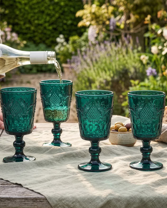 Single Blue Glass Wine Glasses - Zafra Teal Wine Glass