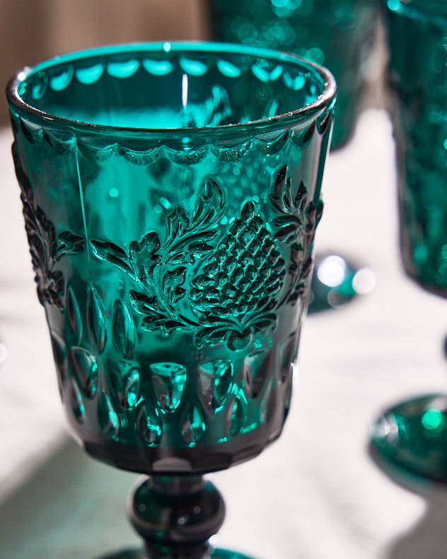 Wine Glasses Set of 4 - Zafra Teal Wine Glass