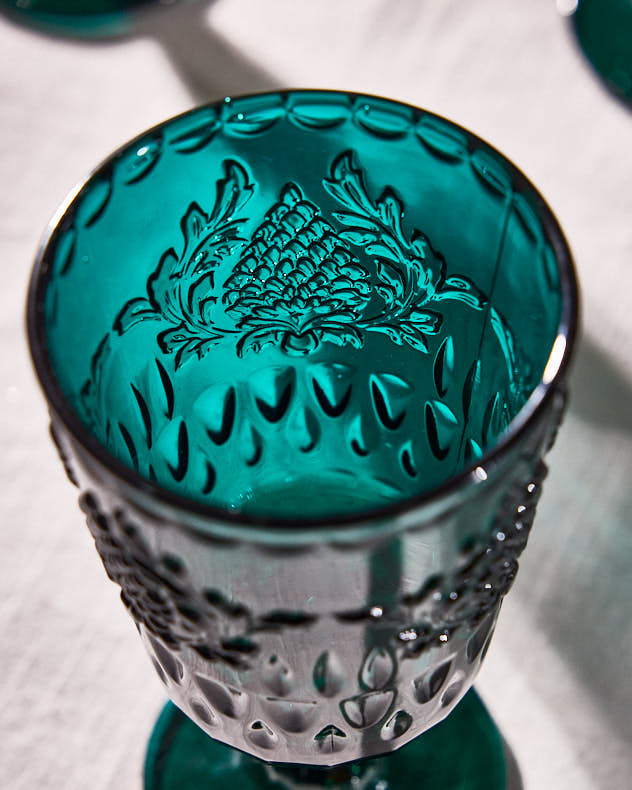 Wine Glasses Set of 6 - Zafra Teal Wine Glass