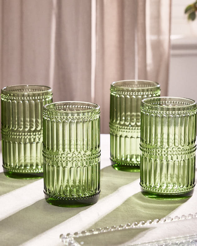 Single Green Glass Tumblers - Merida Green Tall Highball Tumbler