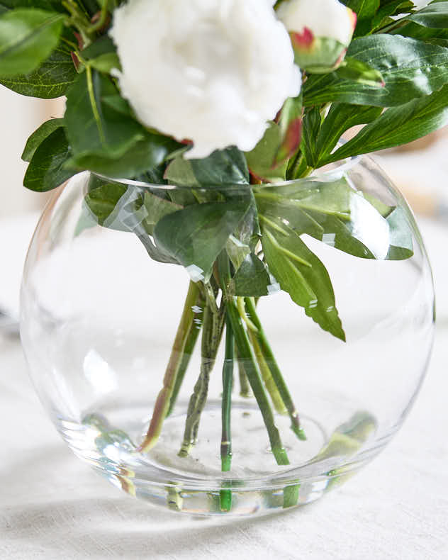 White Peonies in Globe Vase