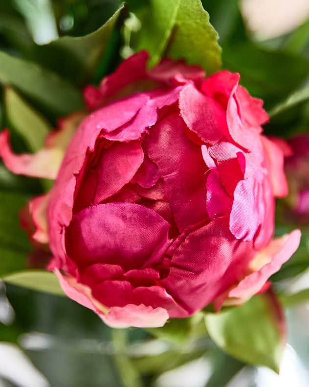 Faux Flowers - Pink Peonies in Globe Vase