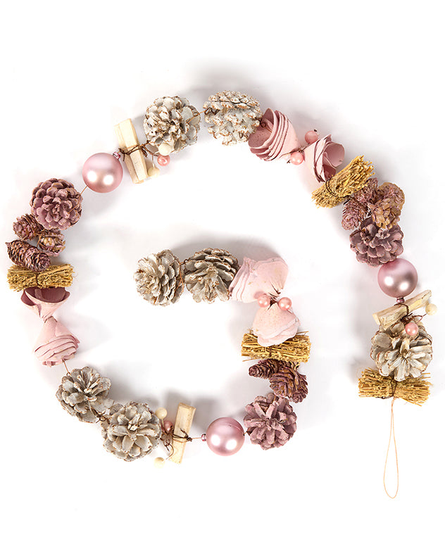 Pink Roses Christmas Garland - 120cm