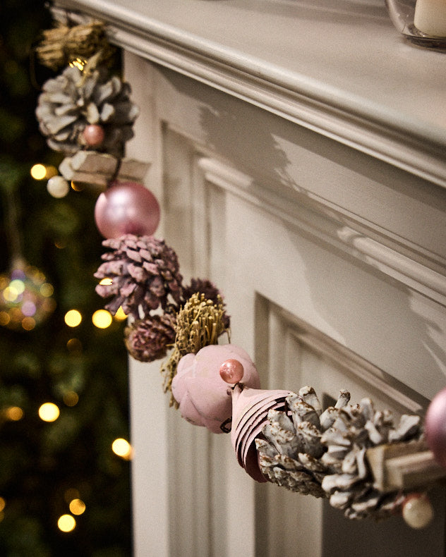 Pink Roses Christmas Garland - 120cm