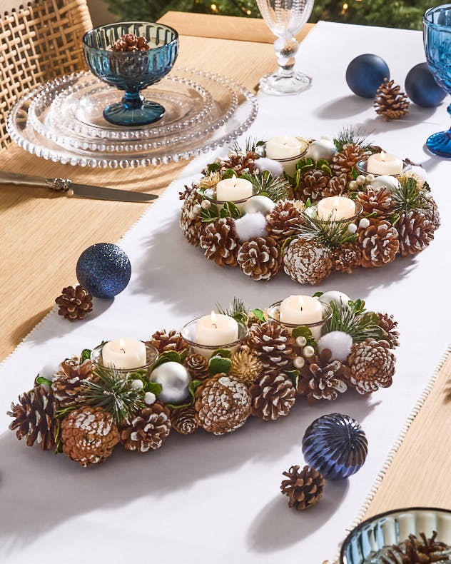 Triple Candle Holder Green &amp; Silver &amp; Brown  Candle Holders - Silver Christmas Candle Holder Collection