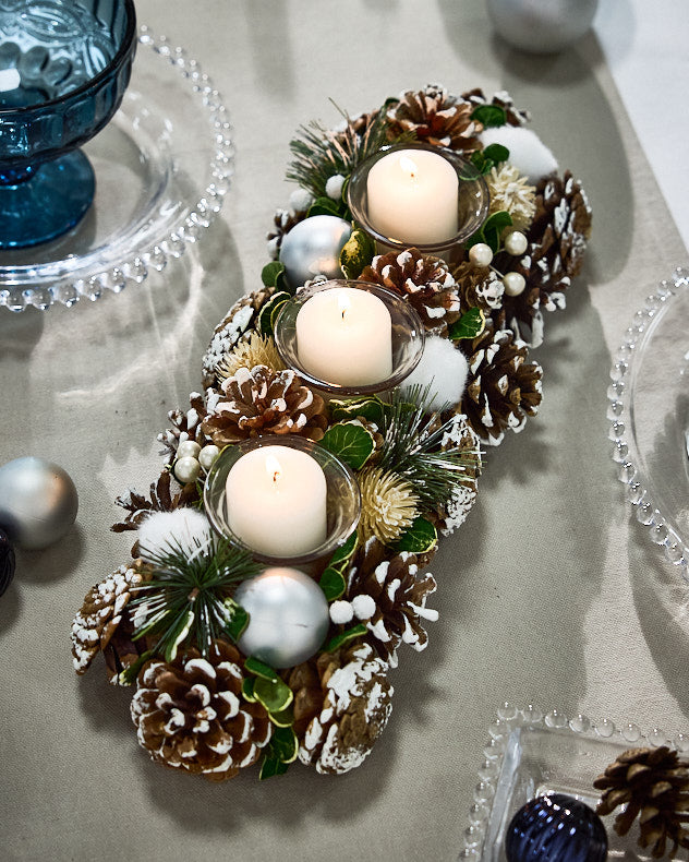 Bougeoir Forêt de Pins Boule de Neige