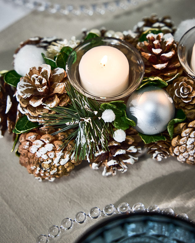 Bougeoir Forêt de Pins Boule de Neige