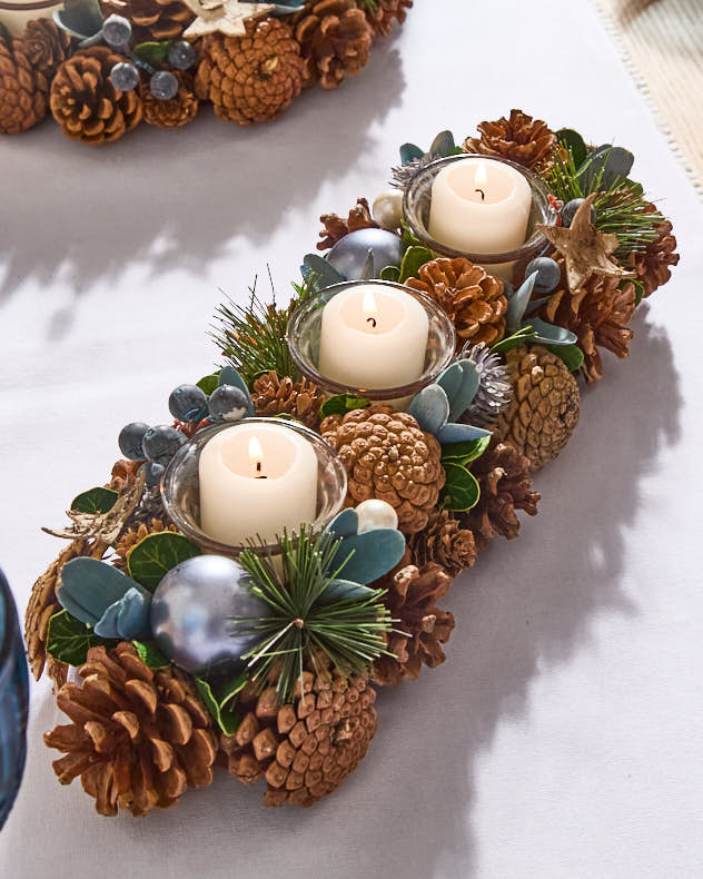 Candle Holders Tealight Wreath - Moonlight Blue Christmas Candle Holder Collection