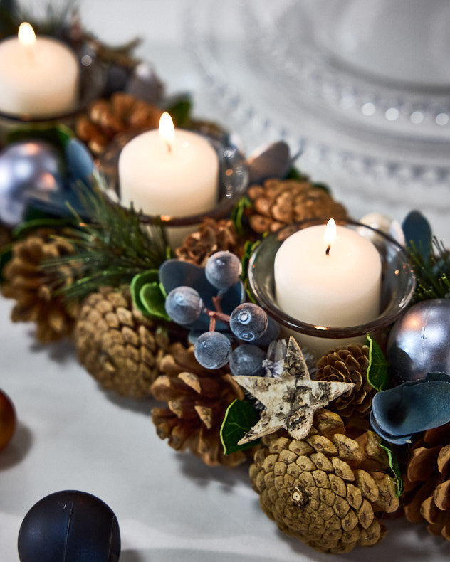 Moonlight Blue Triple Tealight Holder