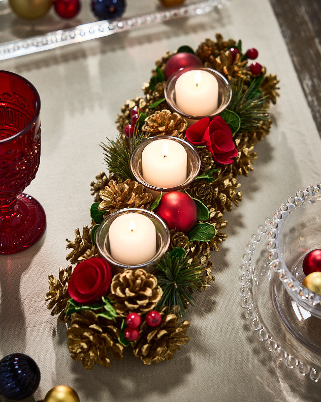 Berries & Baubles Triple Tealight Holder